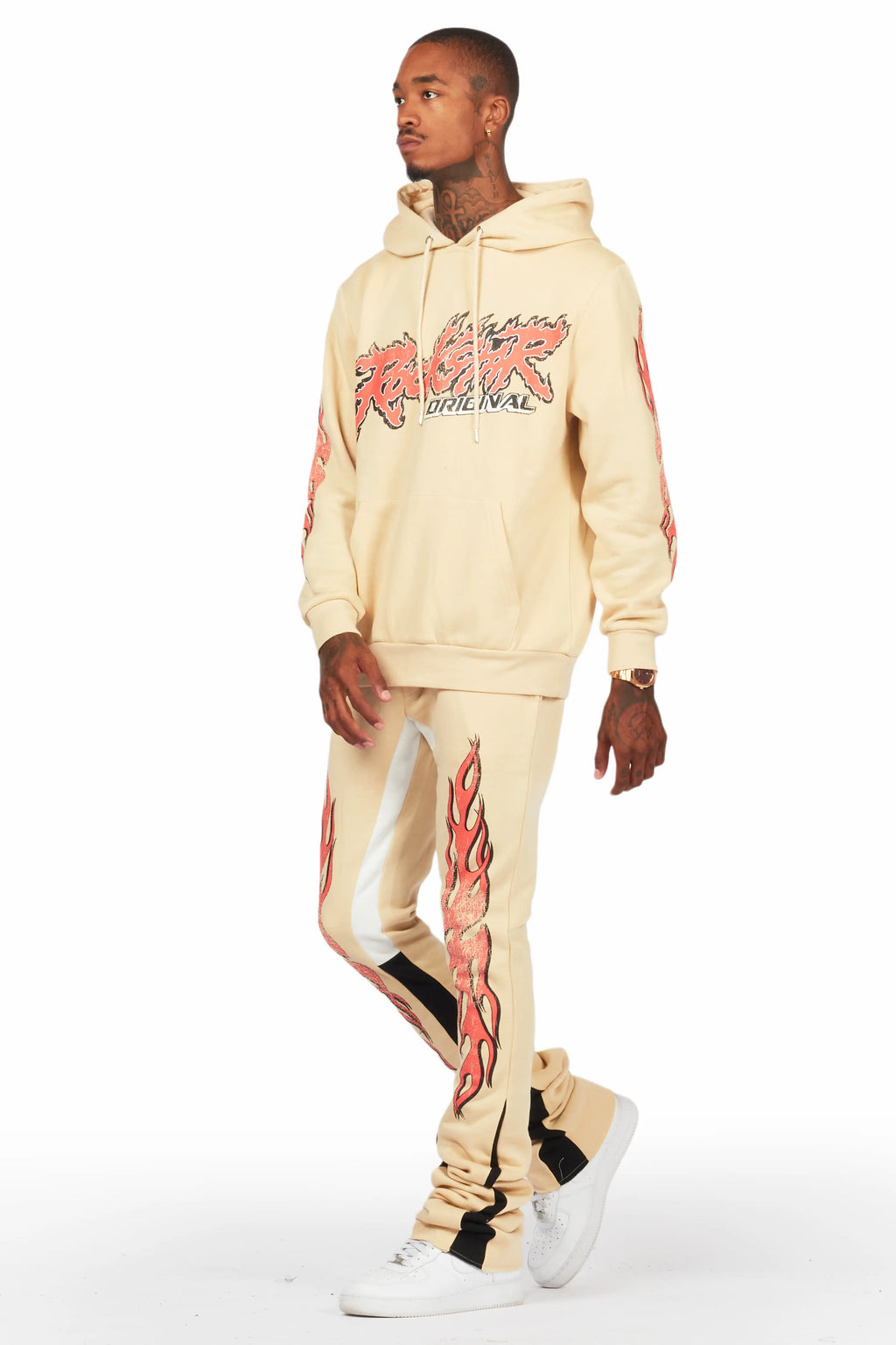 Yash Beige Super Stacked Flare Pant Set