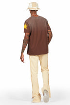 Addax Brown Graphic Oversized T-Shirt