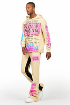 Beno Beige Hoodie/Baggy Track Pant Set