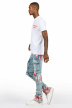 Sley White/Red T-Shirt/Stacked Flare Jean Set