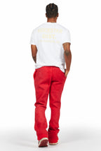 Keve Red Knitted Mohair Flare Sweat Pant