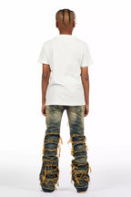 Boys Vasco Tint Dark Wash Blue Stacked Flare Jean