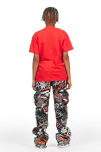 Boys Jari Multi Stacked Tapestry Flare Jean