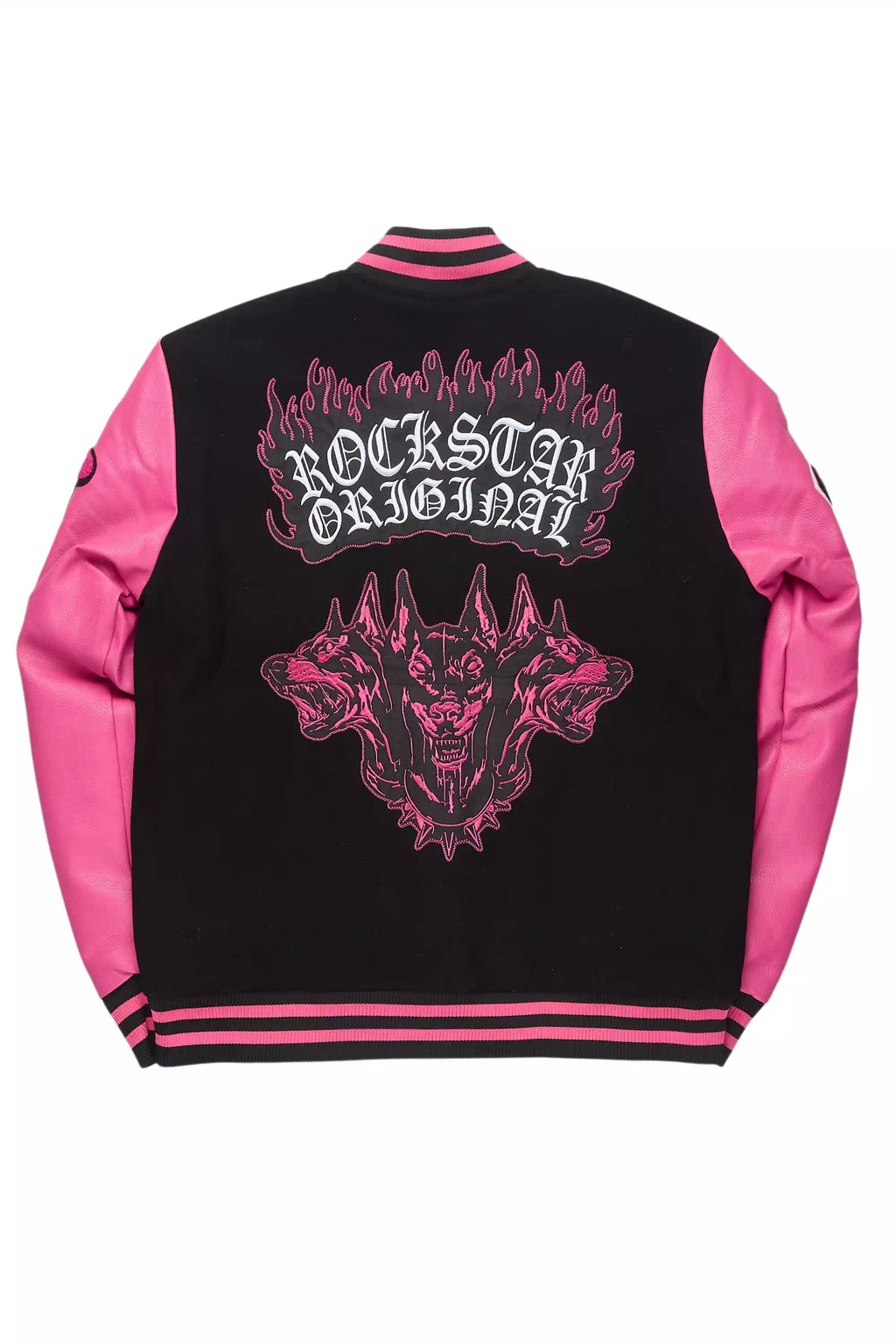 Leslee Black/Pink Oversized Varsity Jacket