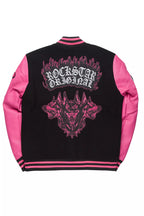 Leslee Black/Pink Oversized Varsity Jacket