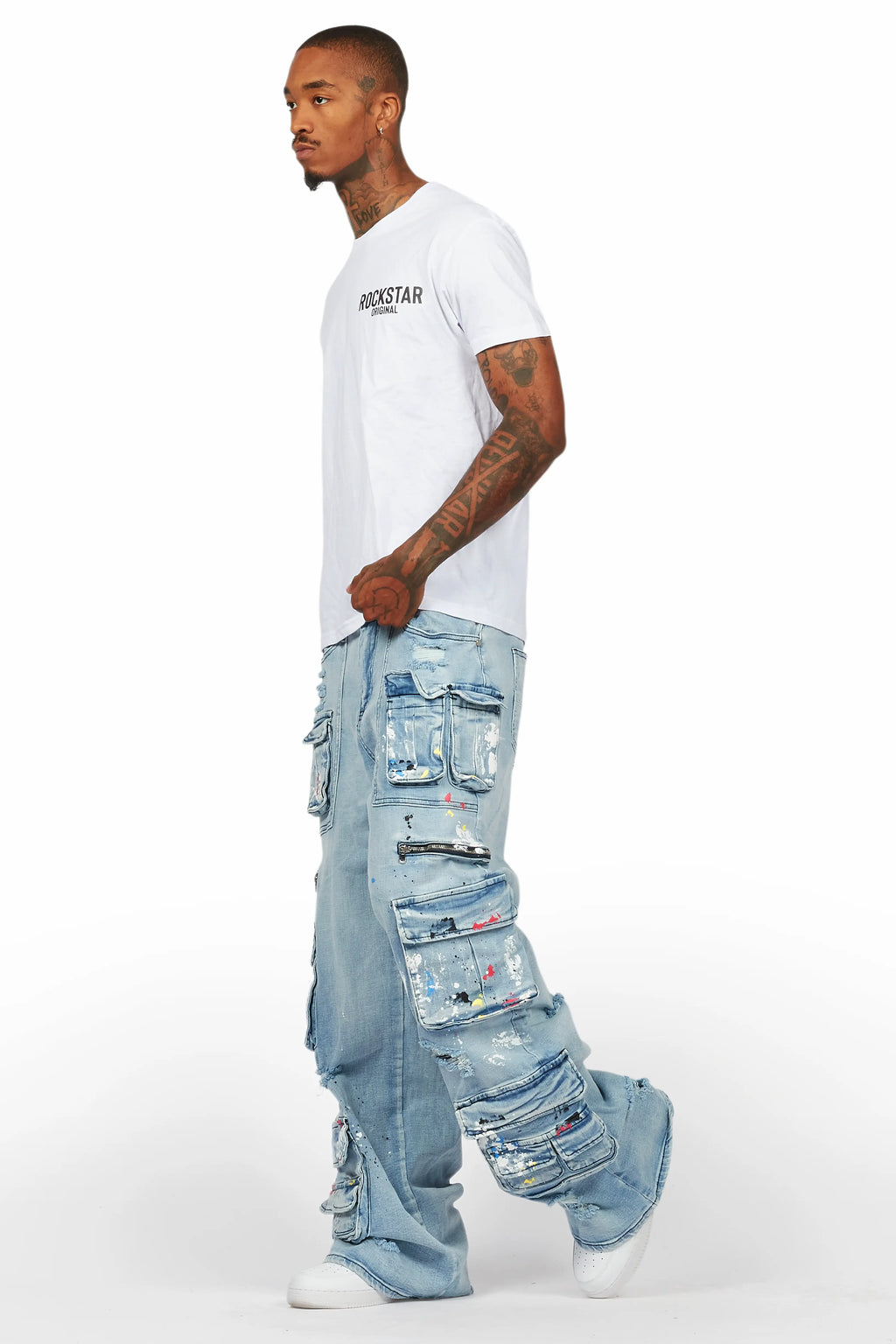 Valo Light Blue Painter Baggy Cargo Jean