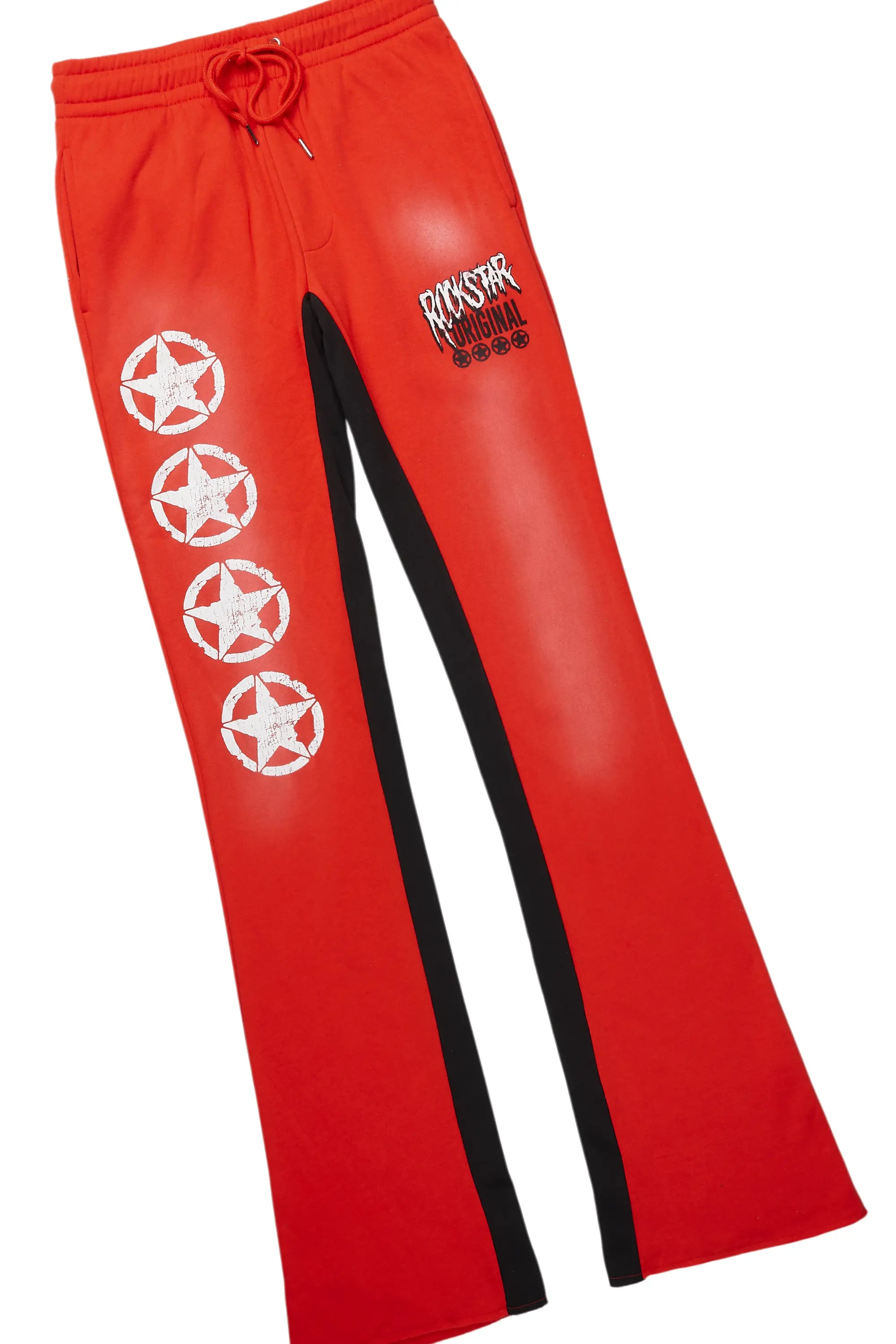 Wizzurd White/Red T-Shirt/Stacked Baggy Track Pant Set