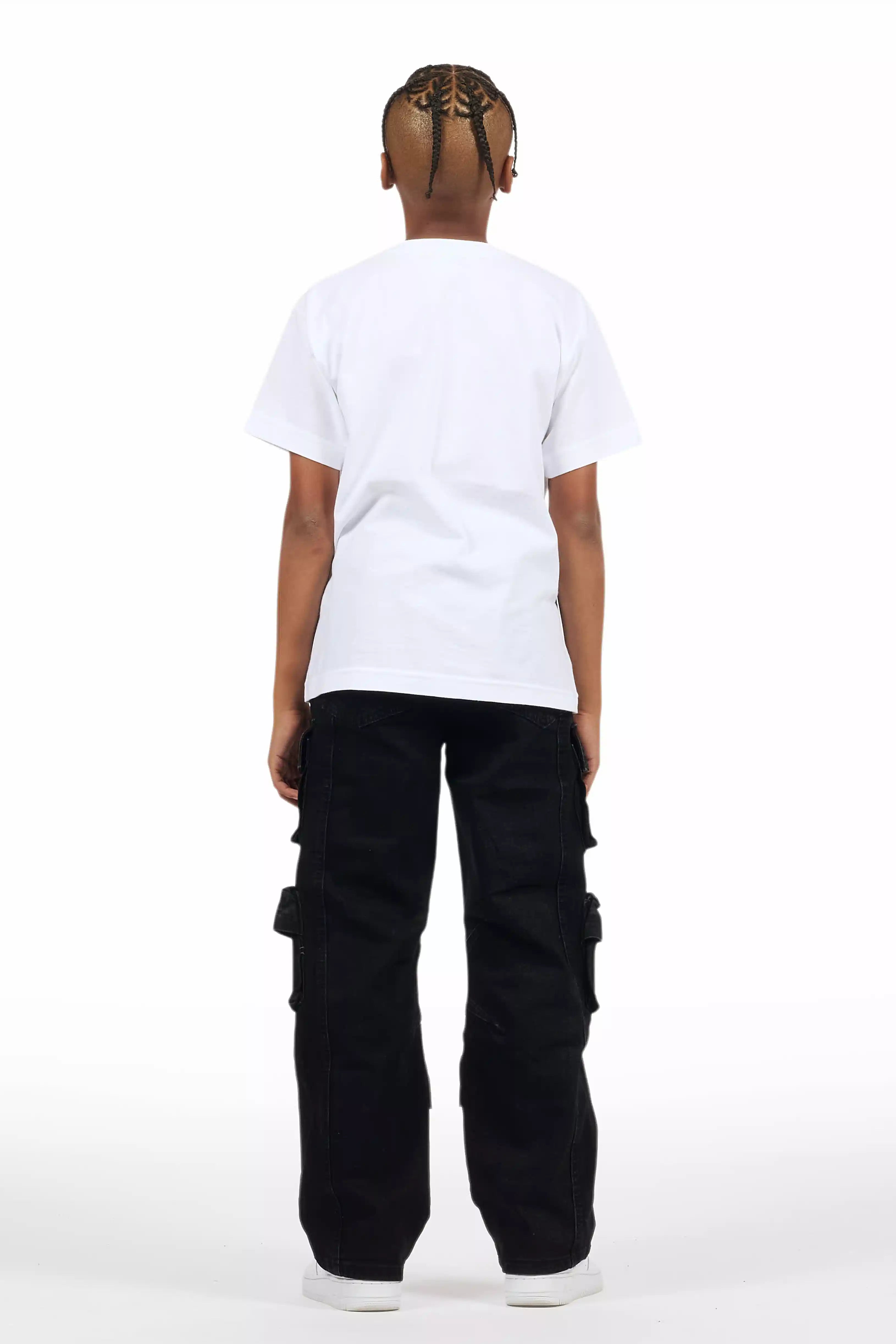 Boys Mahesh Black Baggy Cargo Jean