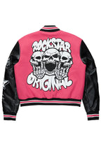 Sharray Fuchsia Oversized Varsity Jacket