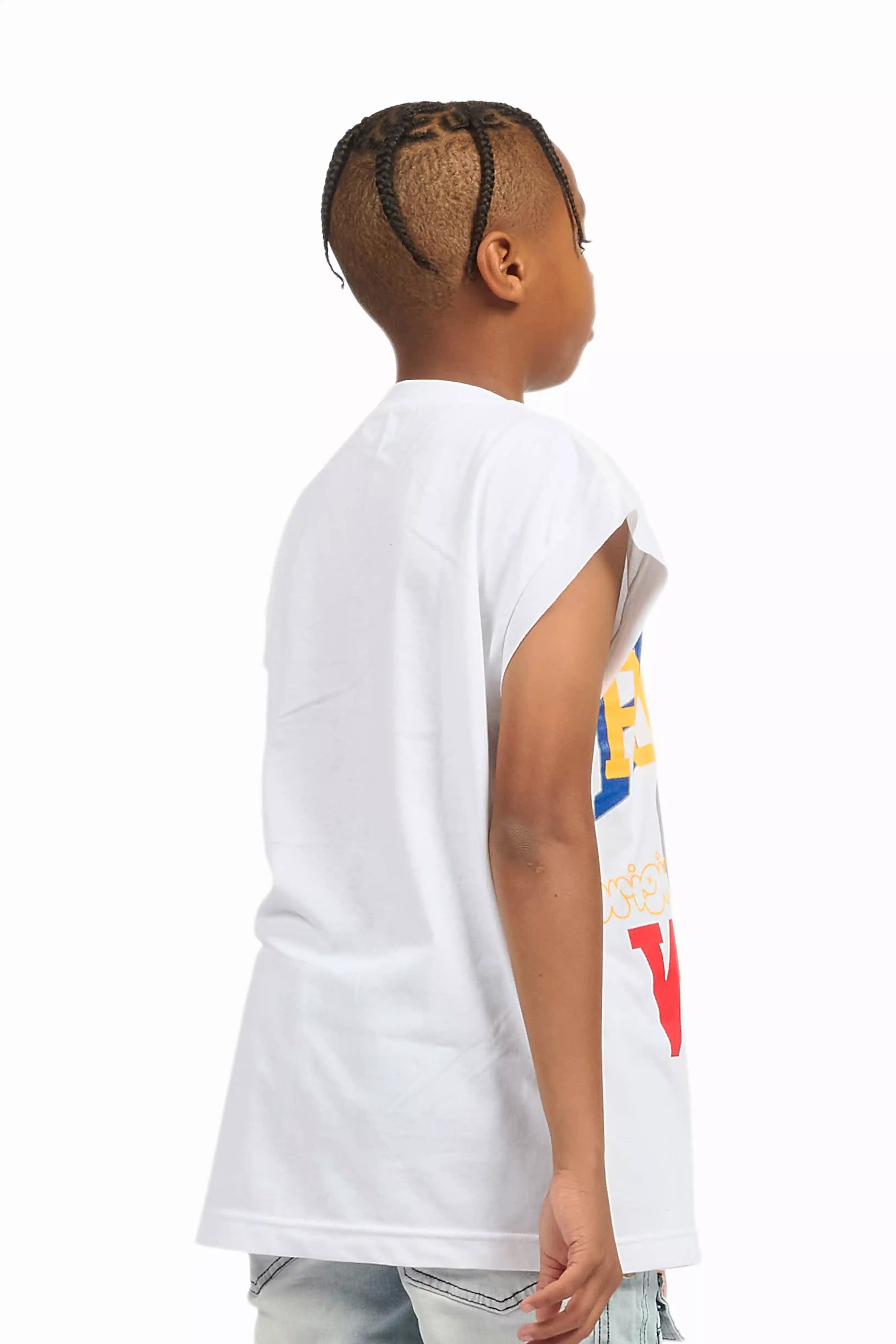 Boys Daria White/Multi Graphic Muscle T-Shirt