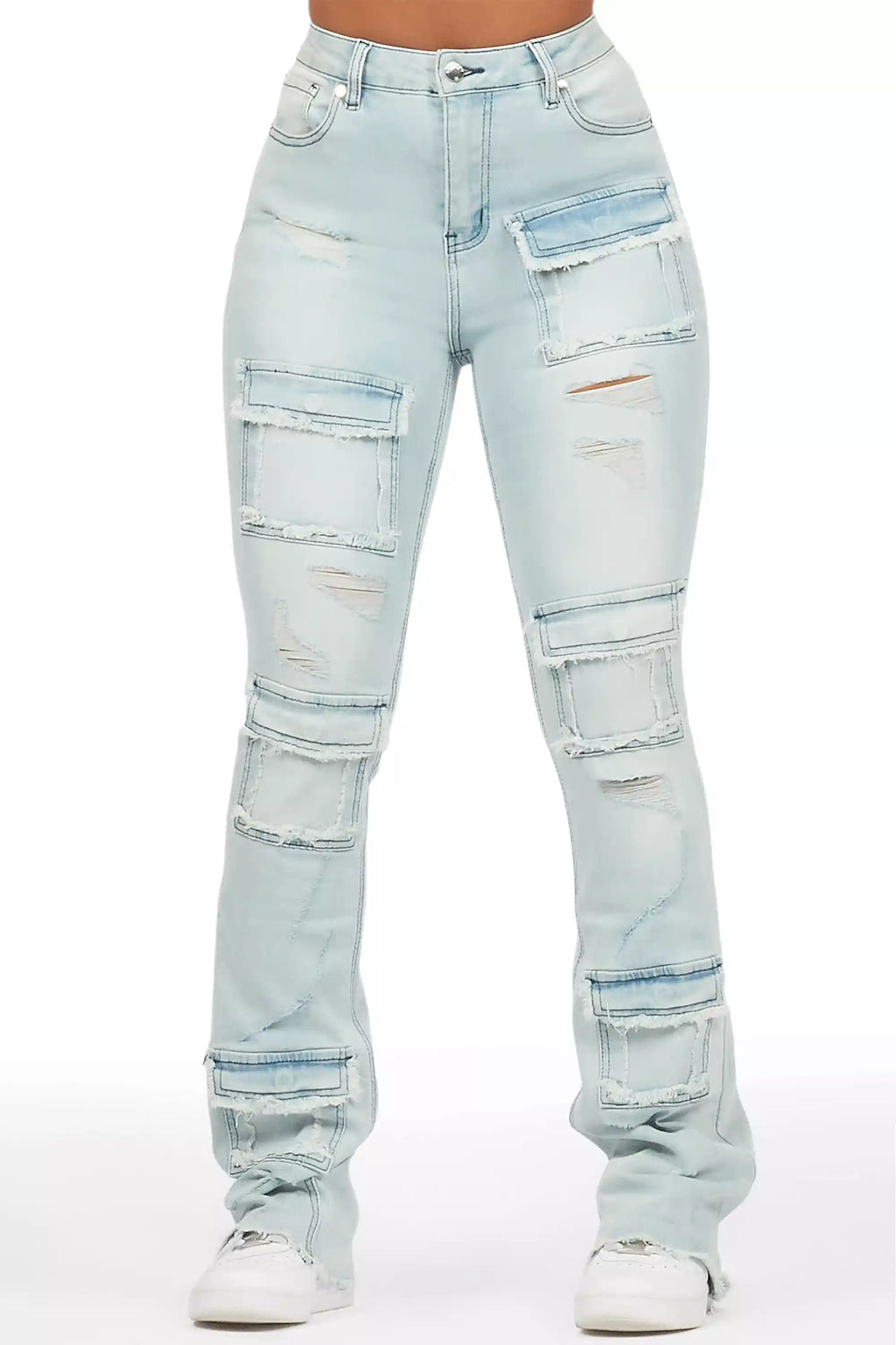Dalasia White/Blue Tee & Mashawi Light Wash Jean Set