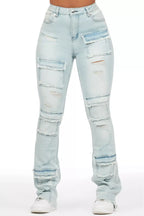 Dalasia White/Blue Tee & Mashawi Light Wash Jean Set