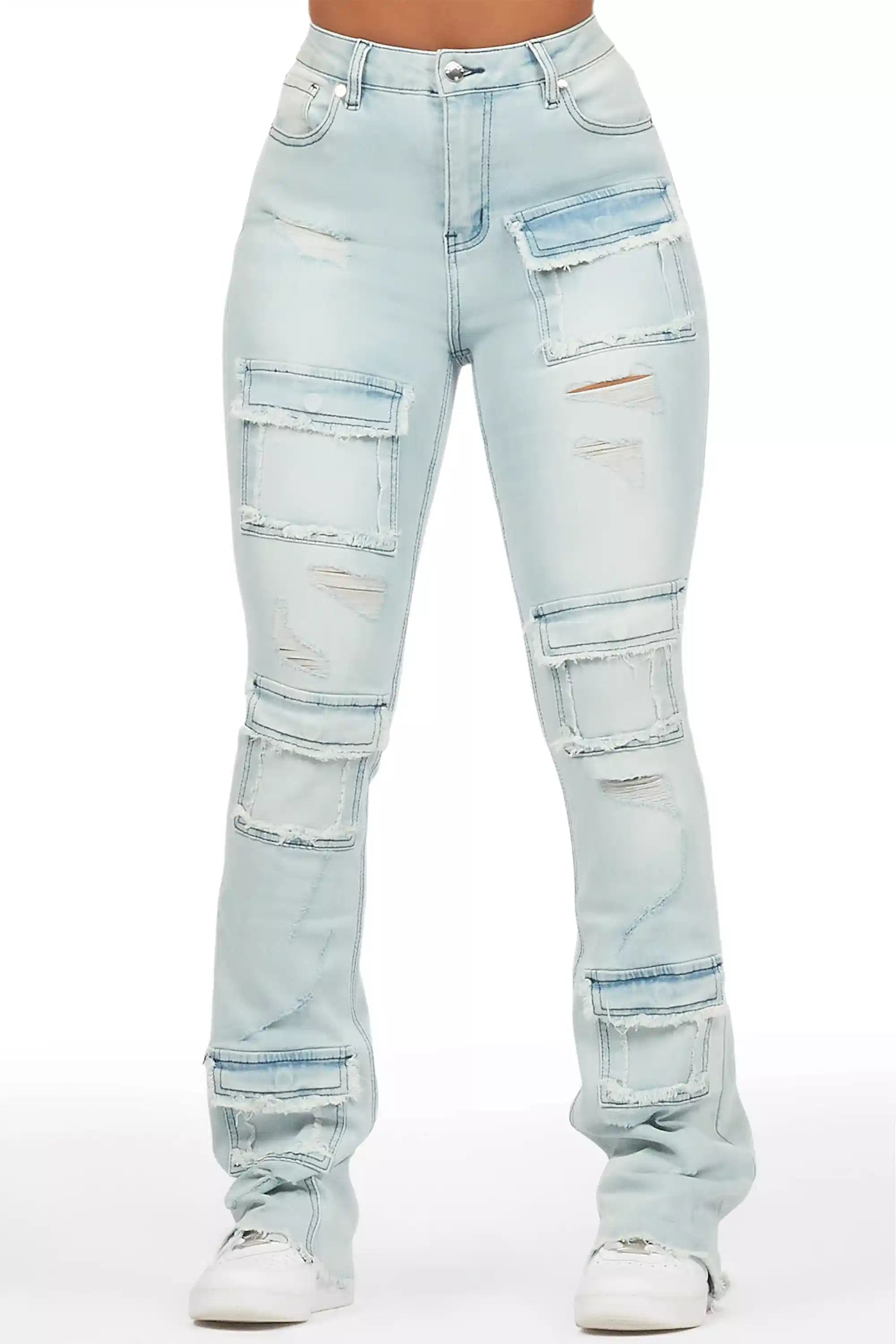 Dalasia White/Blue Tee & Mashawi Light Wash Jean Set