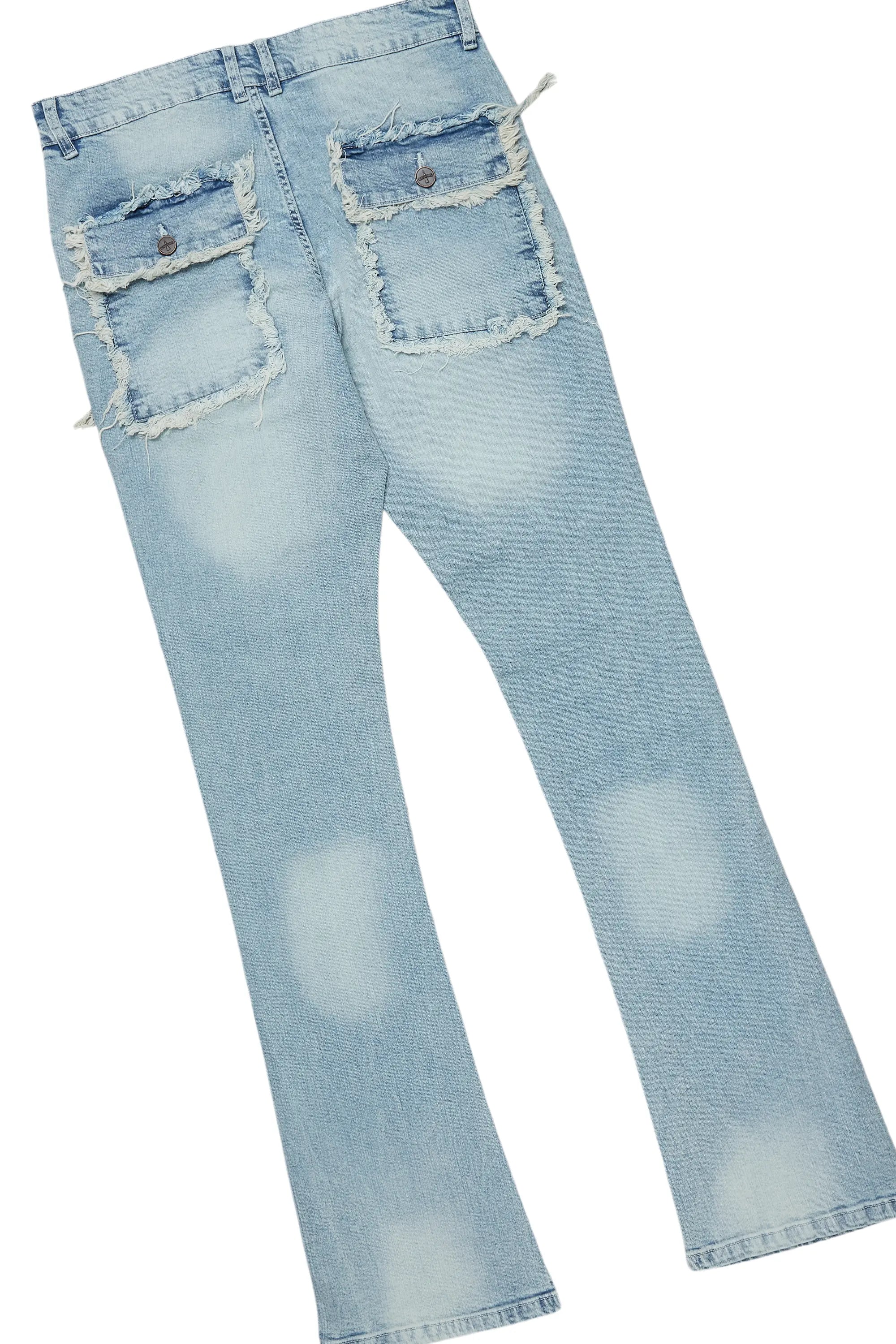 Eppy Black/Blue Long Sleeve T-Shirt/Stacked Flare Cargo Jean Bundle