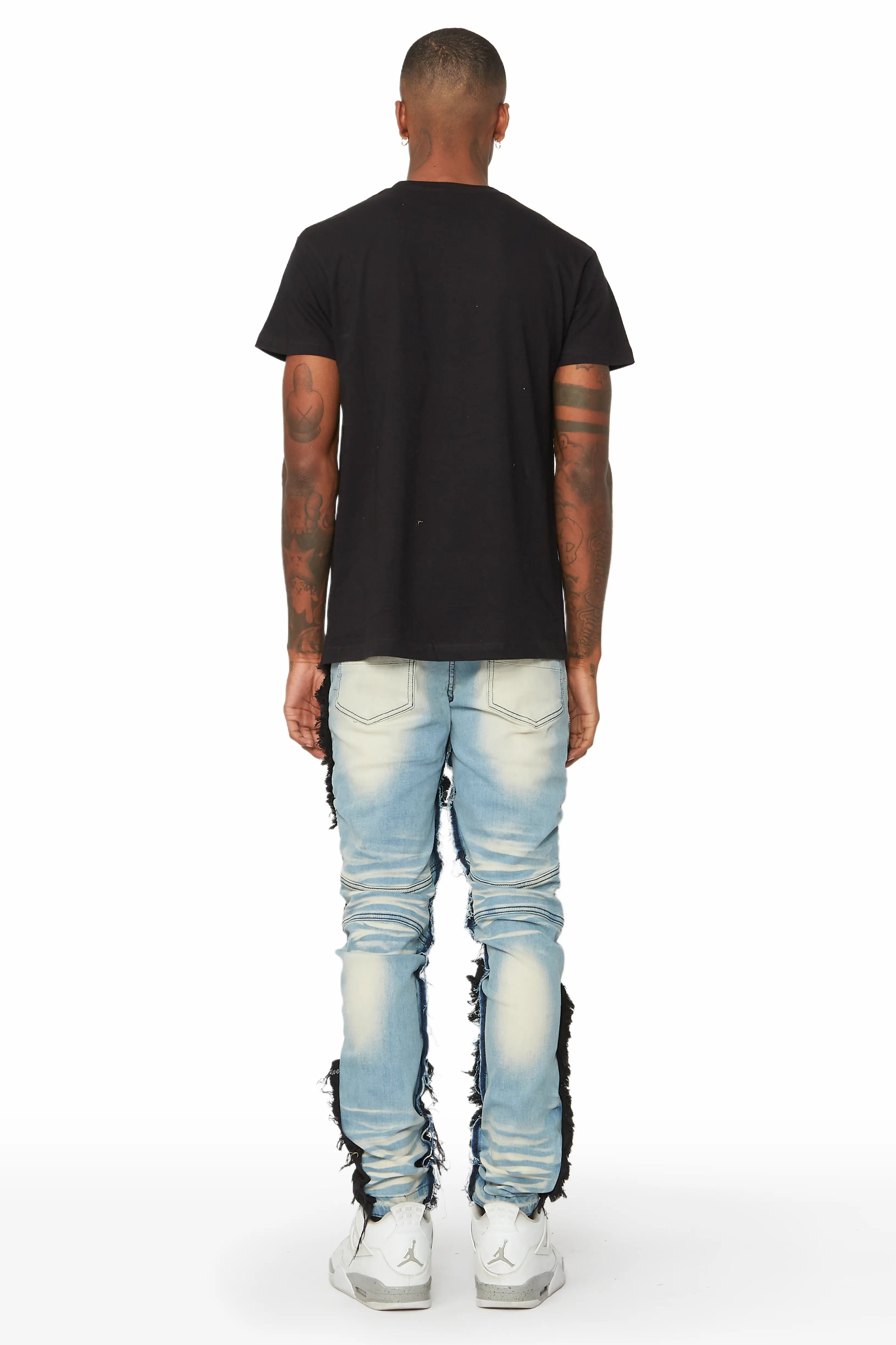 Cosmo Blue Patchwork Biker Jean