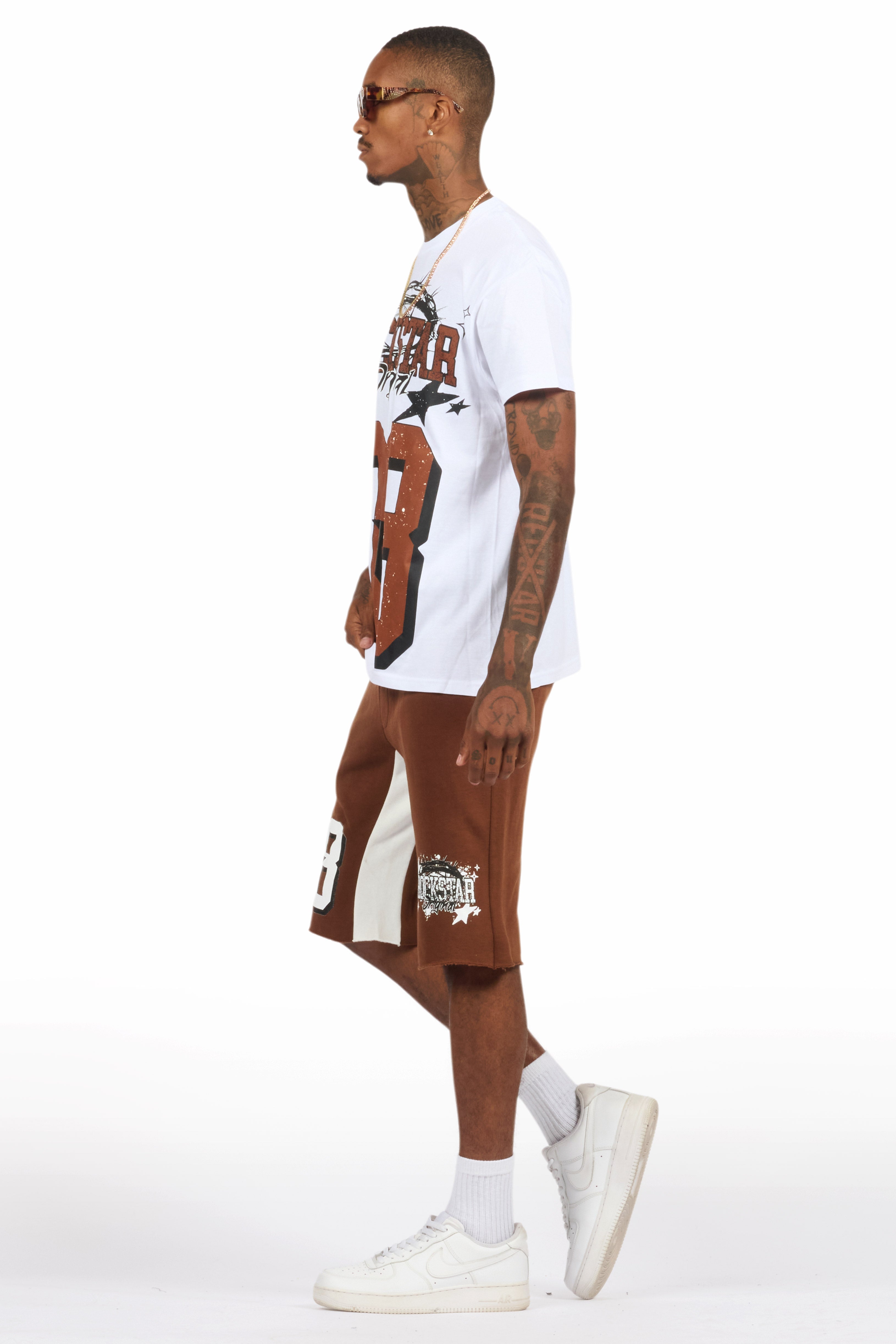 Allstar White/Brown T-Shirt Short Set
