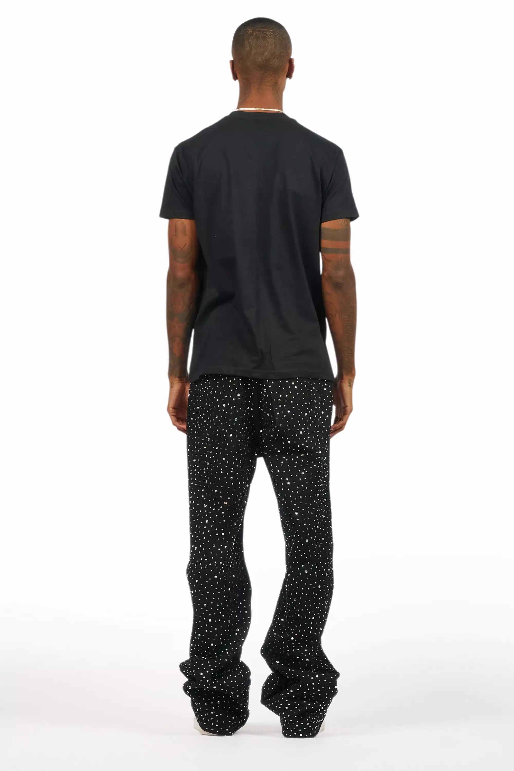 Discolite Rhinestone Jet Black Baggy Jean