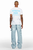 Lake White/Blue T-Shirt/Baggy Fit Cargo Jean Set