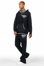 Lake Mohair Black Knit Track set