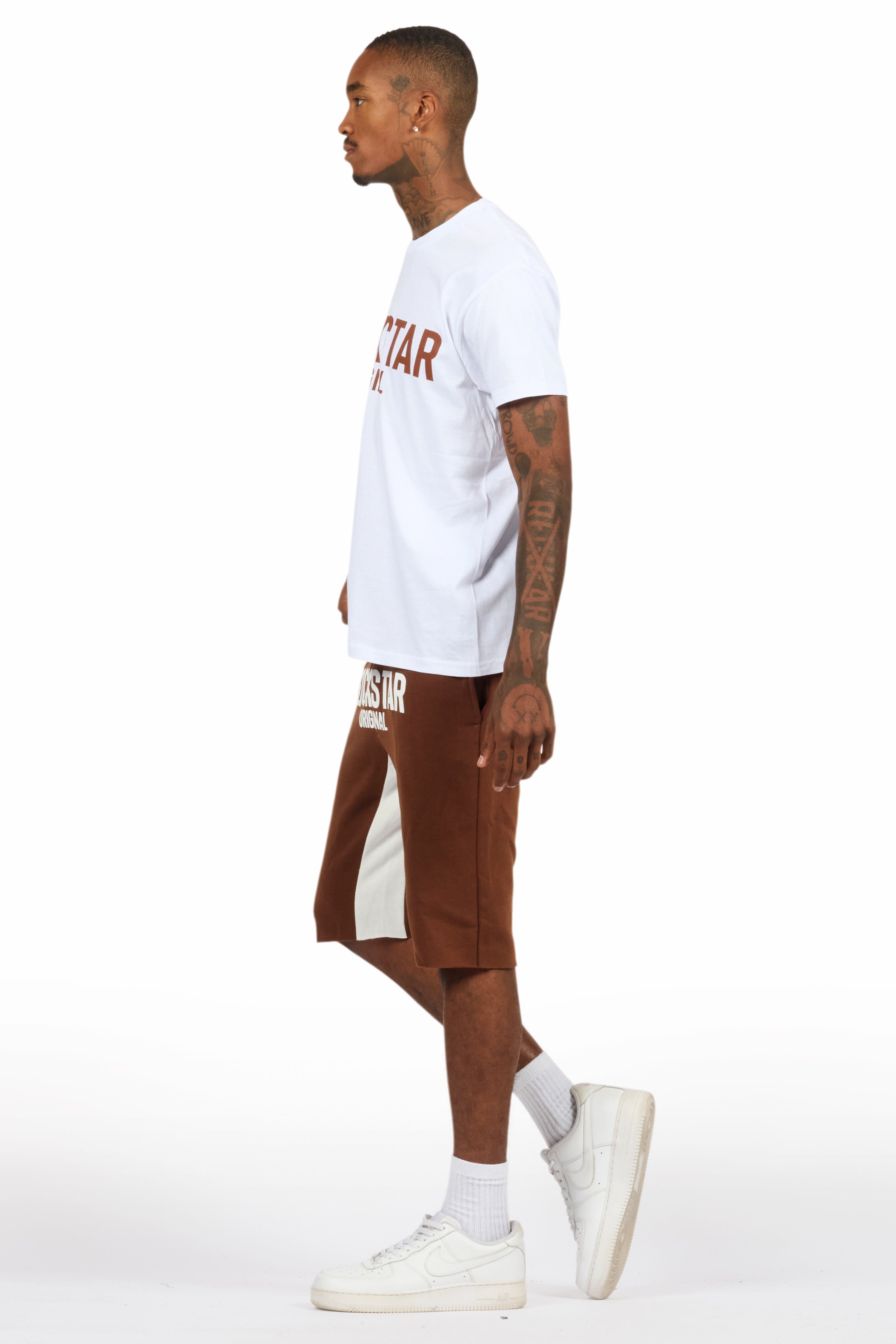 Sana White/Brown T-Shirt Short Set