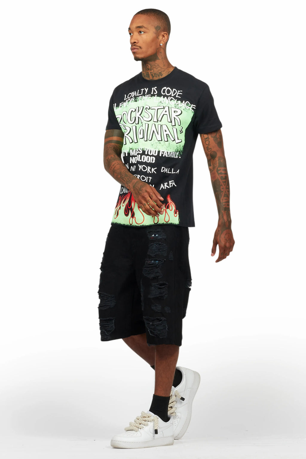 Beno Black T-Shirt/Denim Short Set