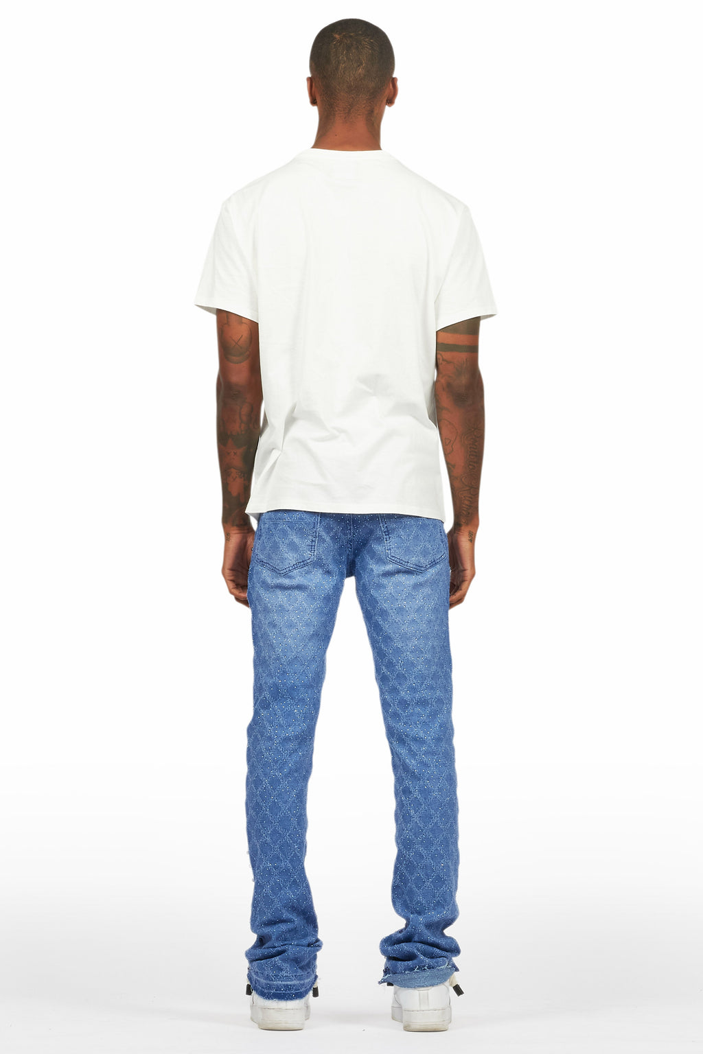 Glit Royal Blue Rhinestone Stacked Flare Jean