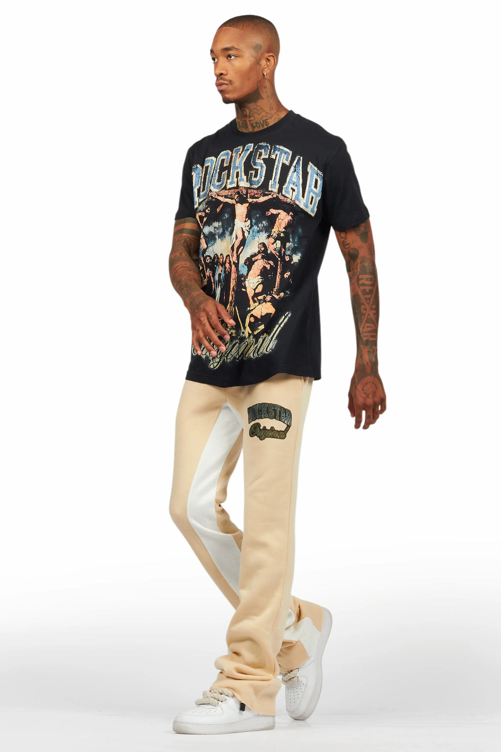 Waller Black/Beige T-Shirt/Baggy Pant Set