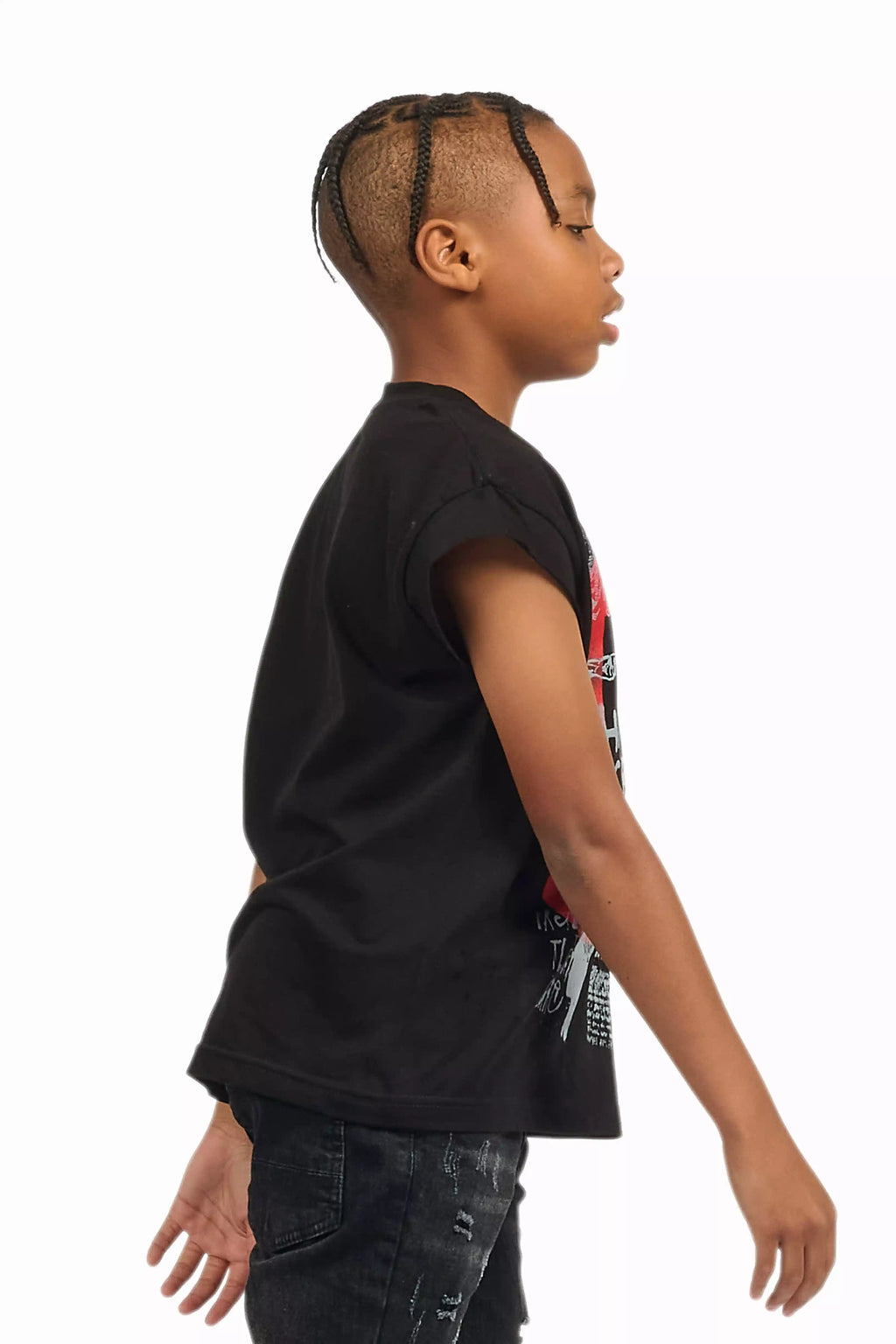 Boys Grill Black/Red Graphic Muscle T-Shirt