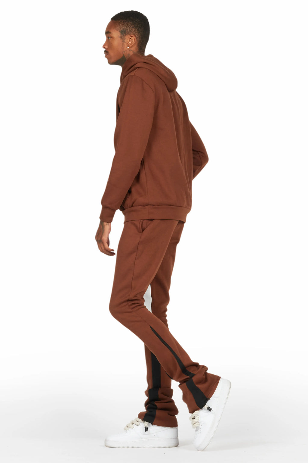 Lake Brown Hoodie/Stacked Flare Track Pant Set