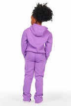 Girls Rayna Purple Stacked Pant Set