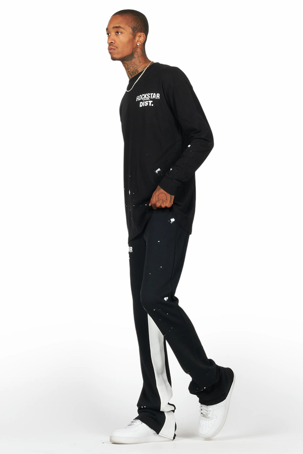 Raffer Black Long Sleeve T-Shirt/Baggy Pant Set