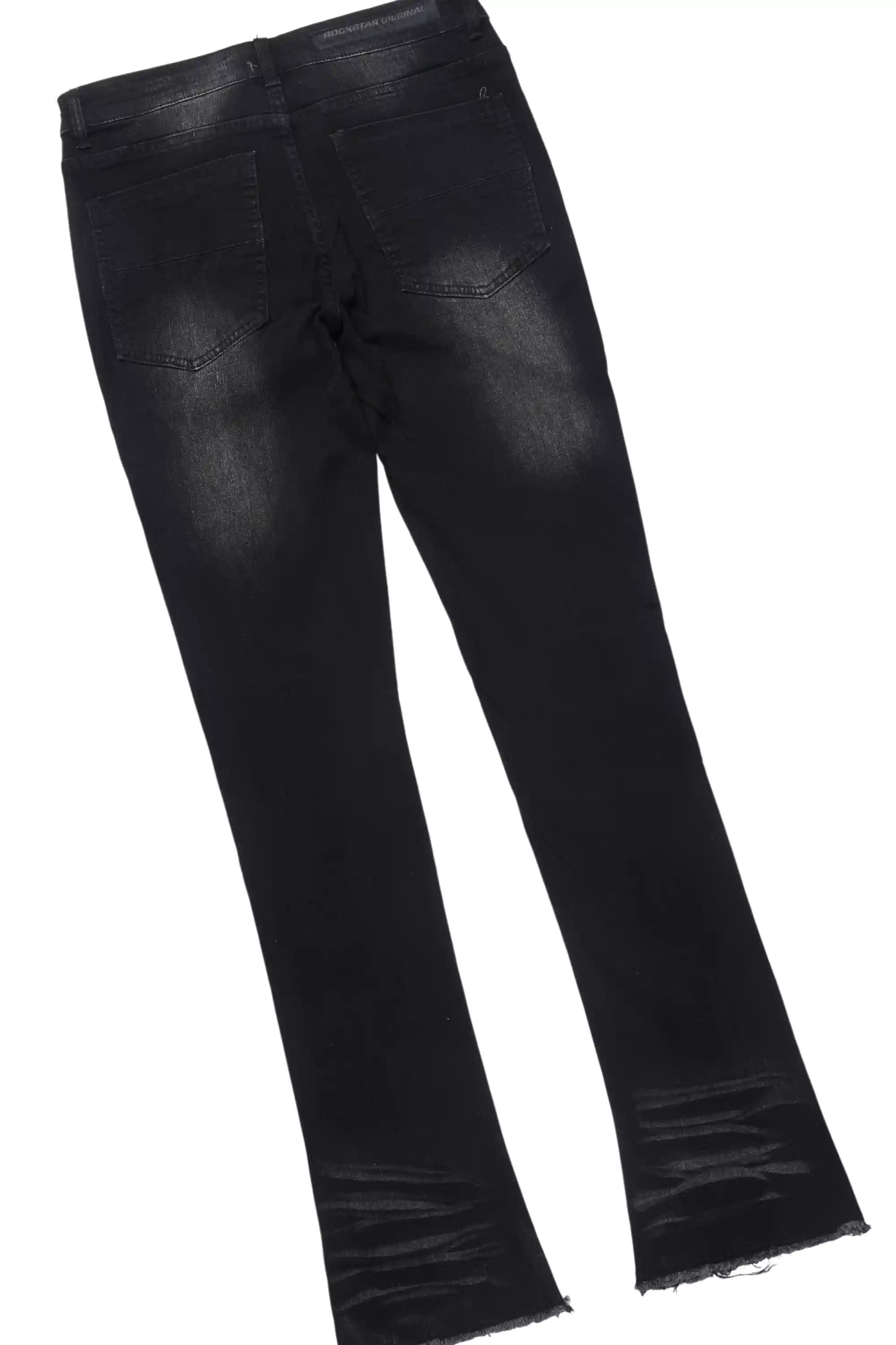 Schmear Black Oversized Graphic T-Shirt/Painted Stacked Flare Jean Bundle