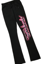 Obern Black/Black Graphic Hoodie/Stacked Flare Pant Track Set