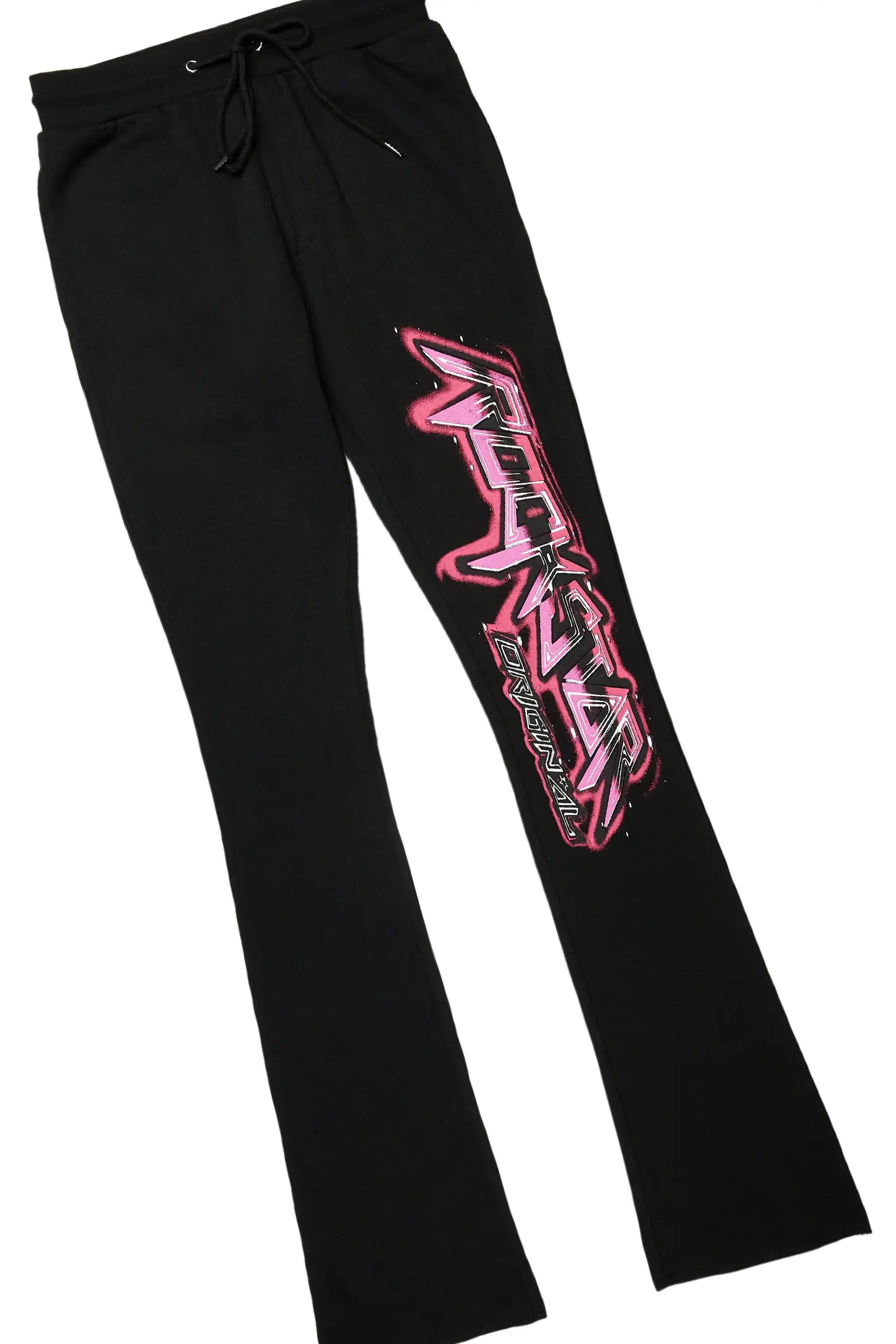 Obern Black/Black Graphic Hoodie/Stacked Flare Pant Track Set