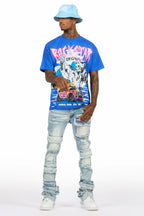 Kip Royal Blue Oversized Graphic T-Shirt