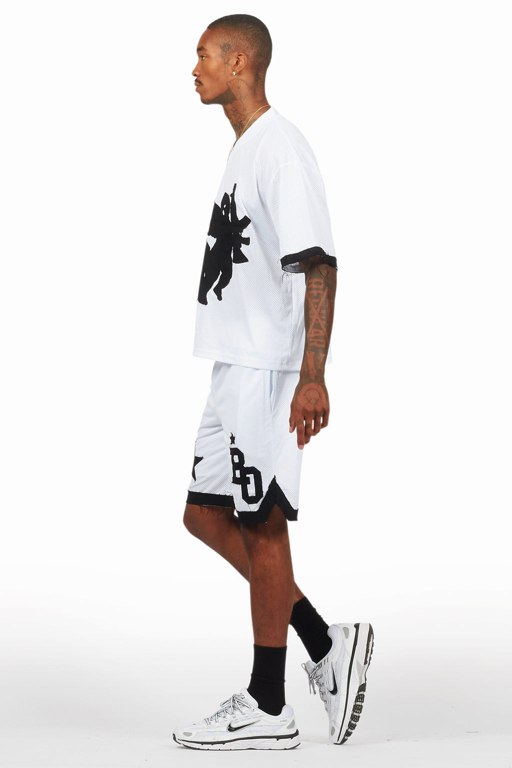 Pluton White Mesh T-Shirt/Short Set