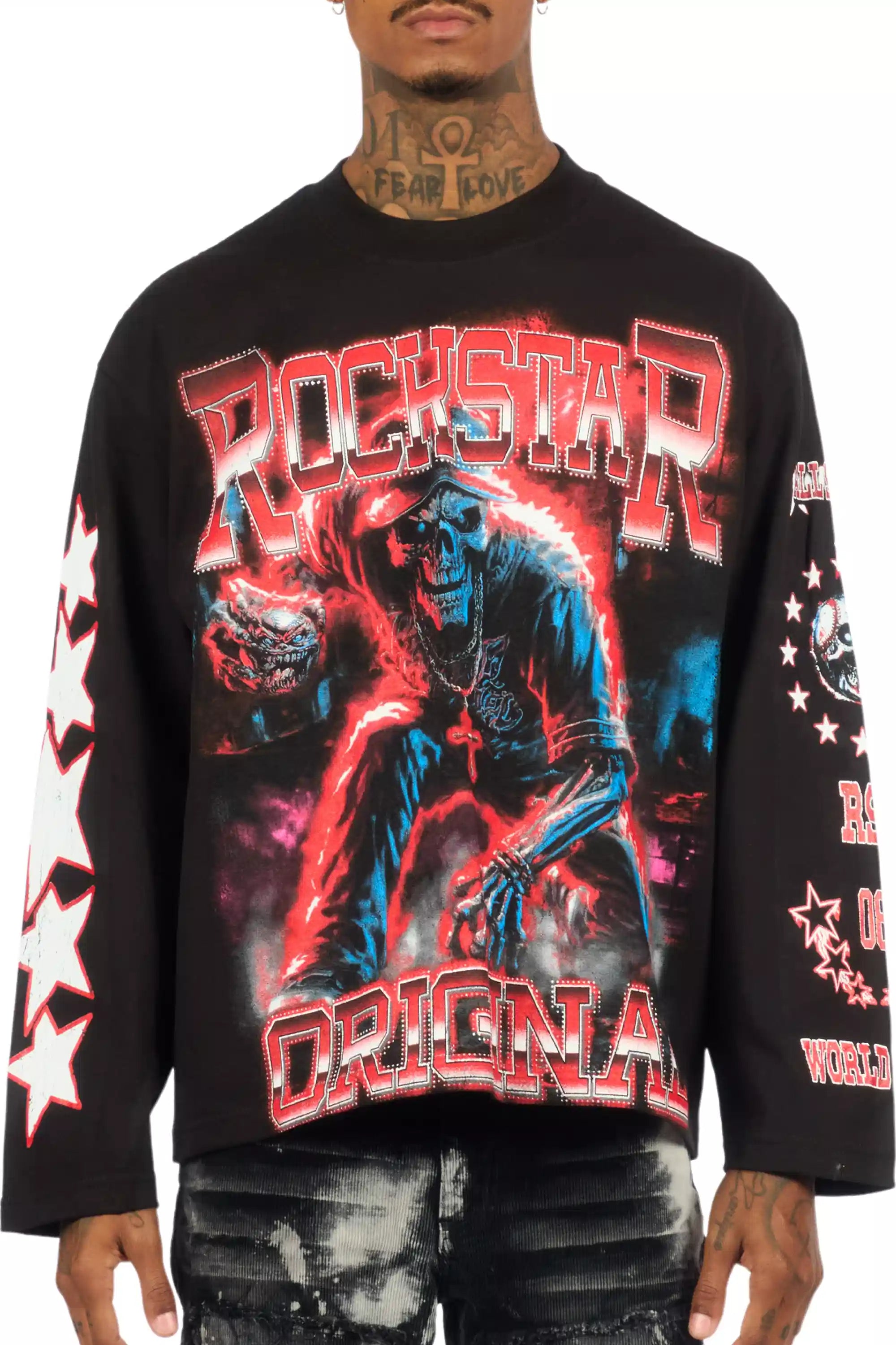 Marxe Black/Red Long Sleeve Graphic T-Shirt