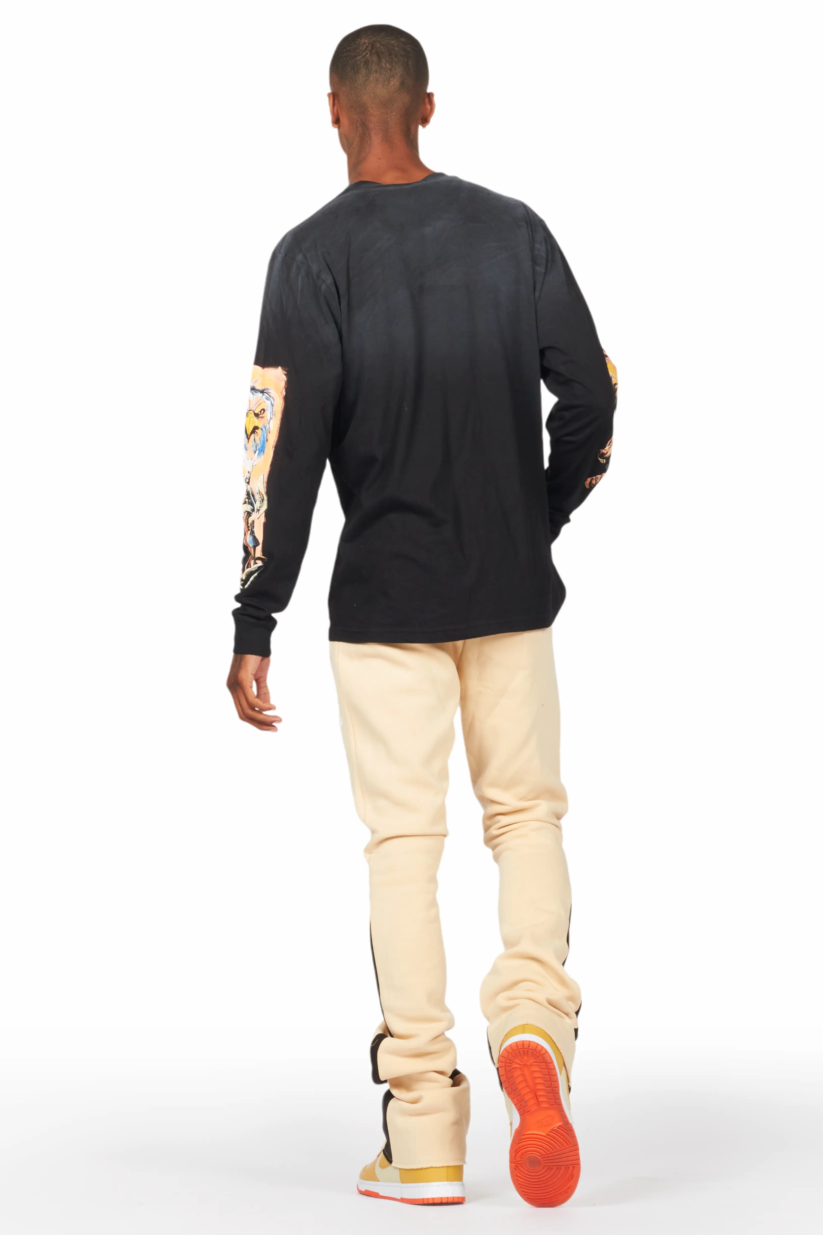 Flamur Beige Stacked Flare Pant