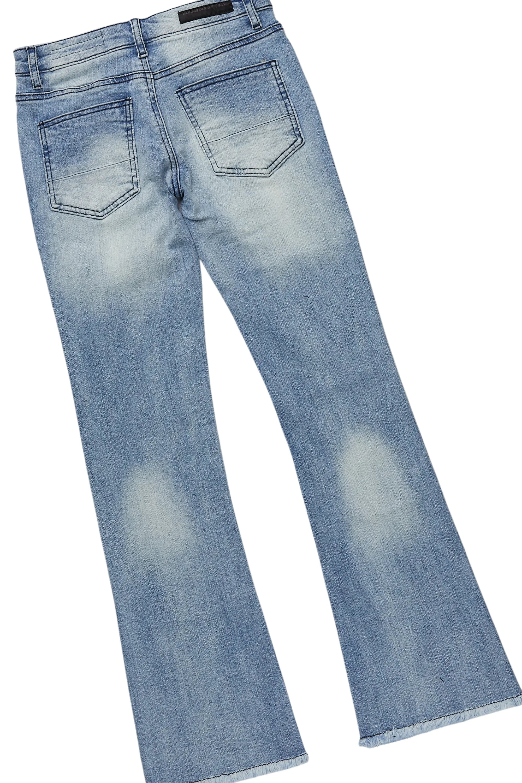 Boys Ezra Heather Grey T-Shirt/Stacked Flare Jean Set