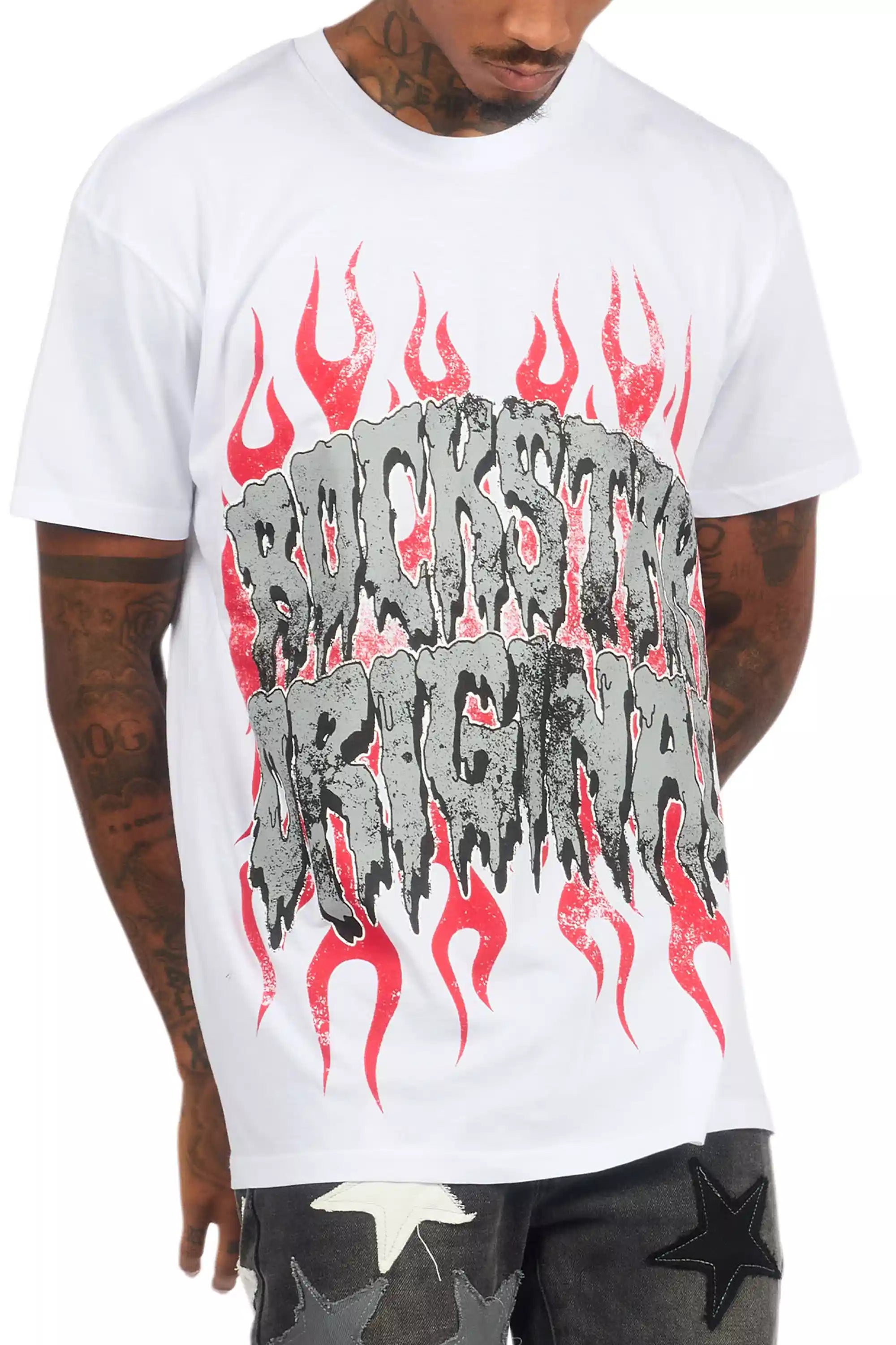 Kaelonix White Oversized Graphic T-Shirt