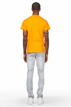 Gaines Light Grey Ripped Slim Straight Jean