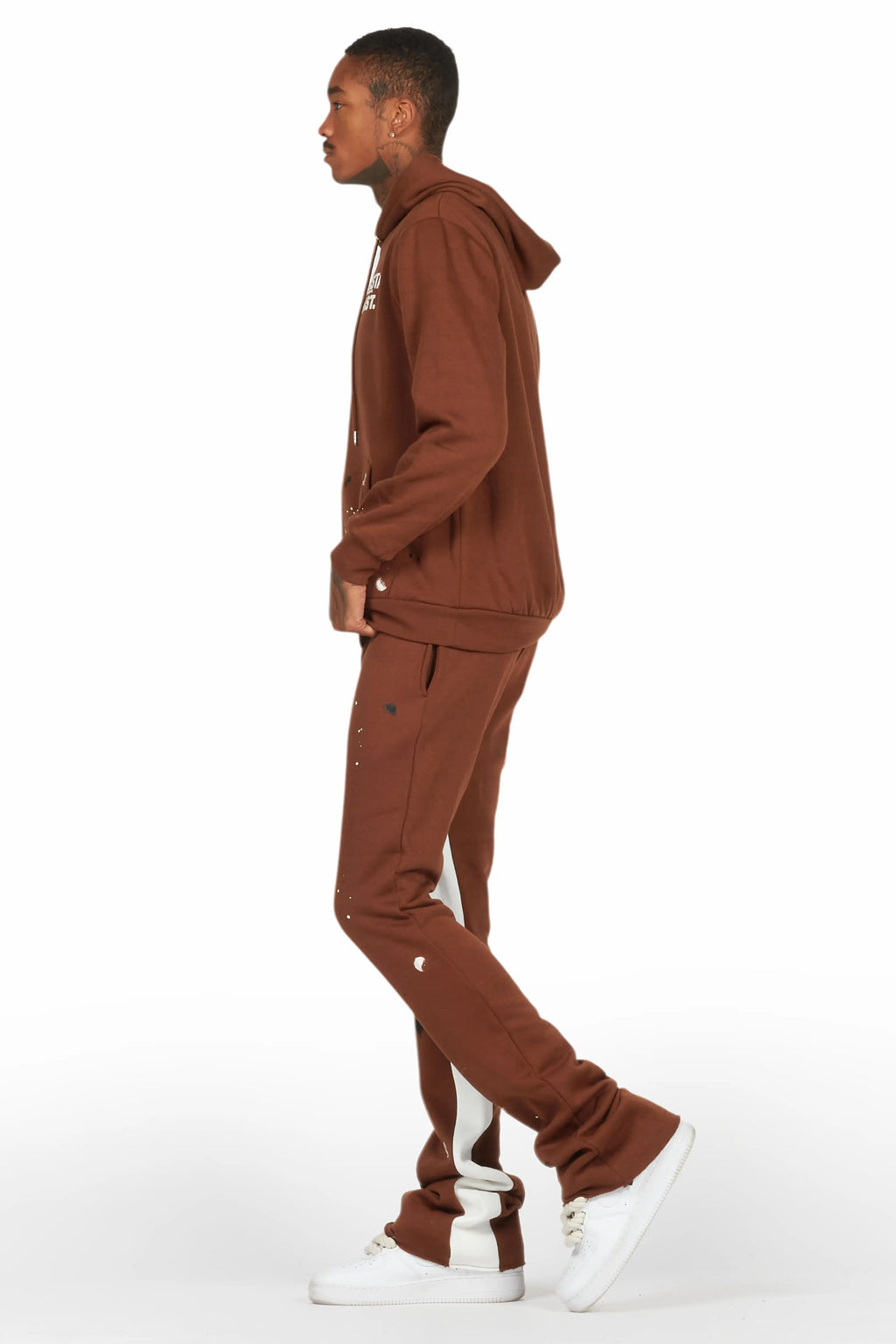Jaco Brown Hoodie Baggy Fit Pant Track Set