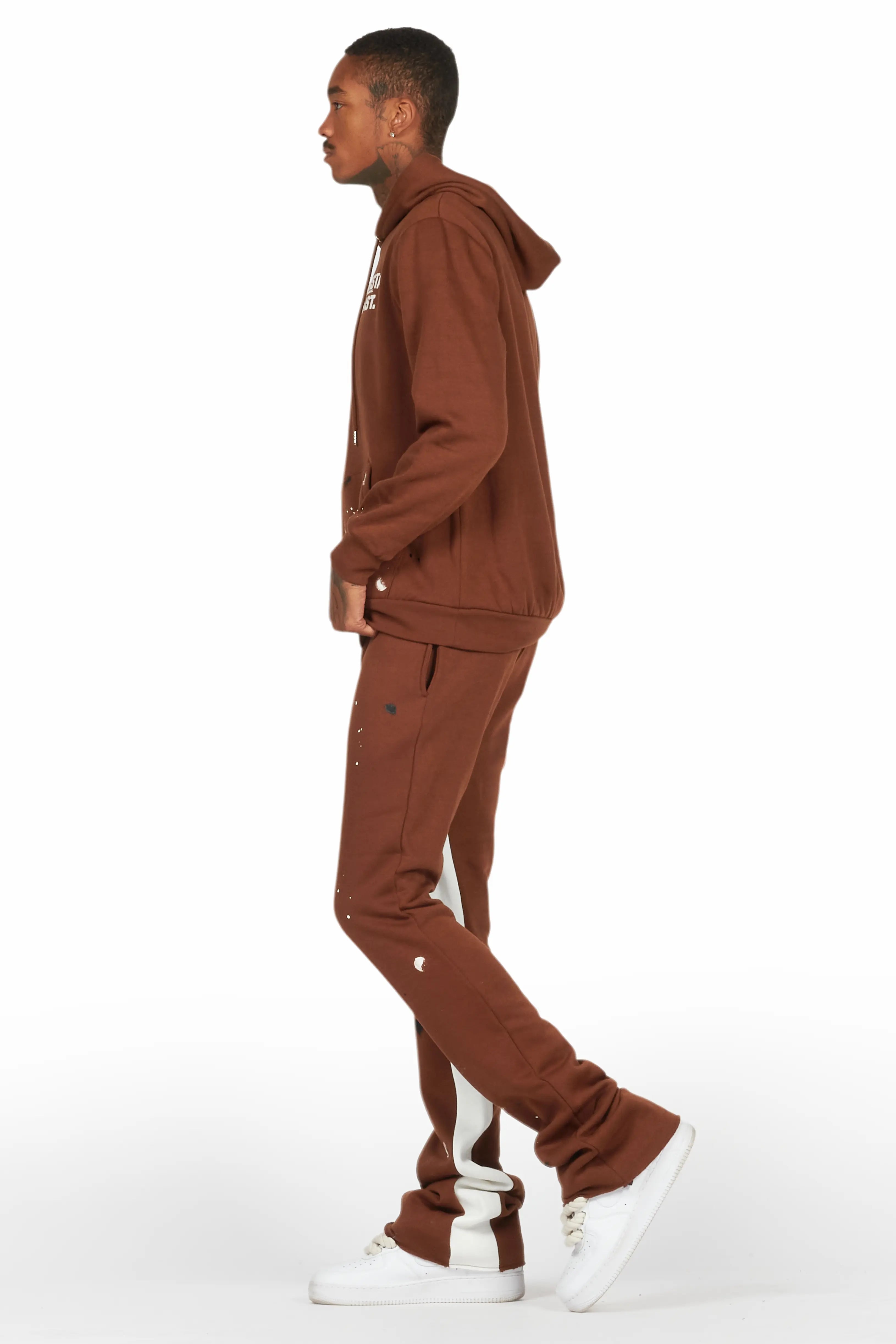 Jaco Brown Hoodie Baggy Fit Pant Track Set