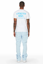 Angelo Sky Blue Patchwork Stacked Flare Pants