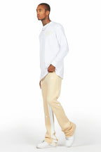 Raffer White/Beige Long Sleeve T-Shirt/Baggy Pant Set