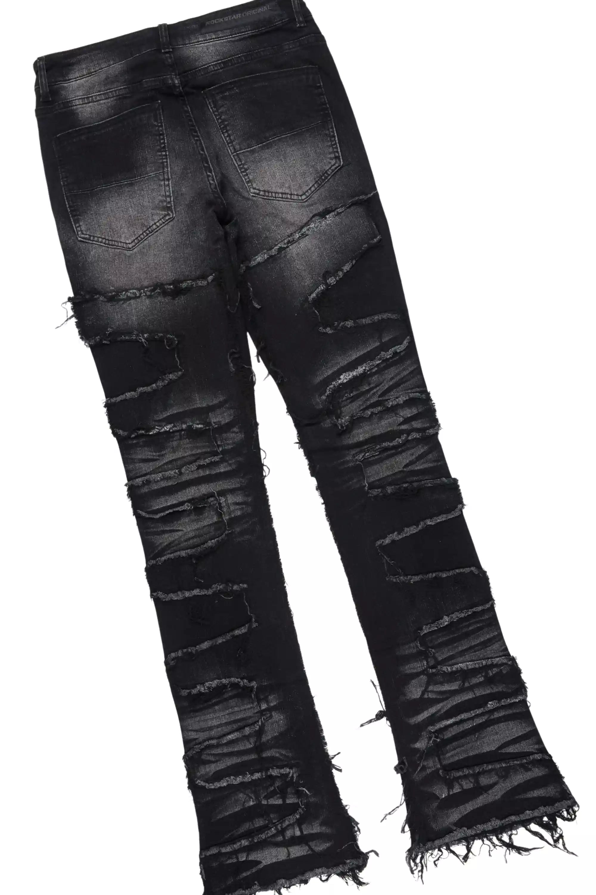 Schtupp Black Oversized T-Shirt/Stacked Flare Jean Bundle