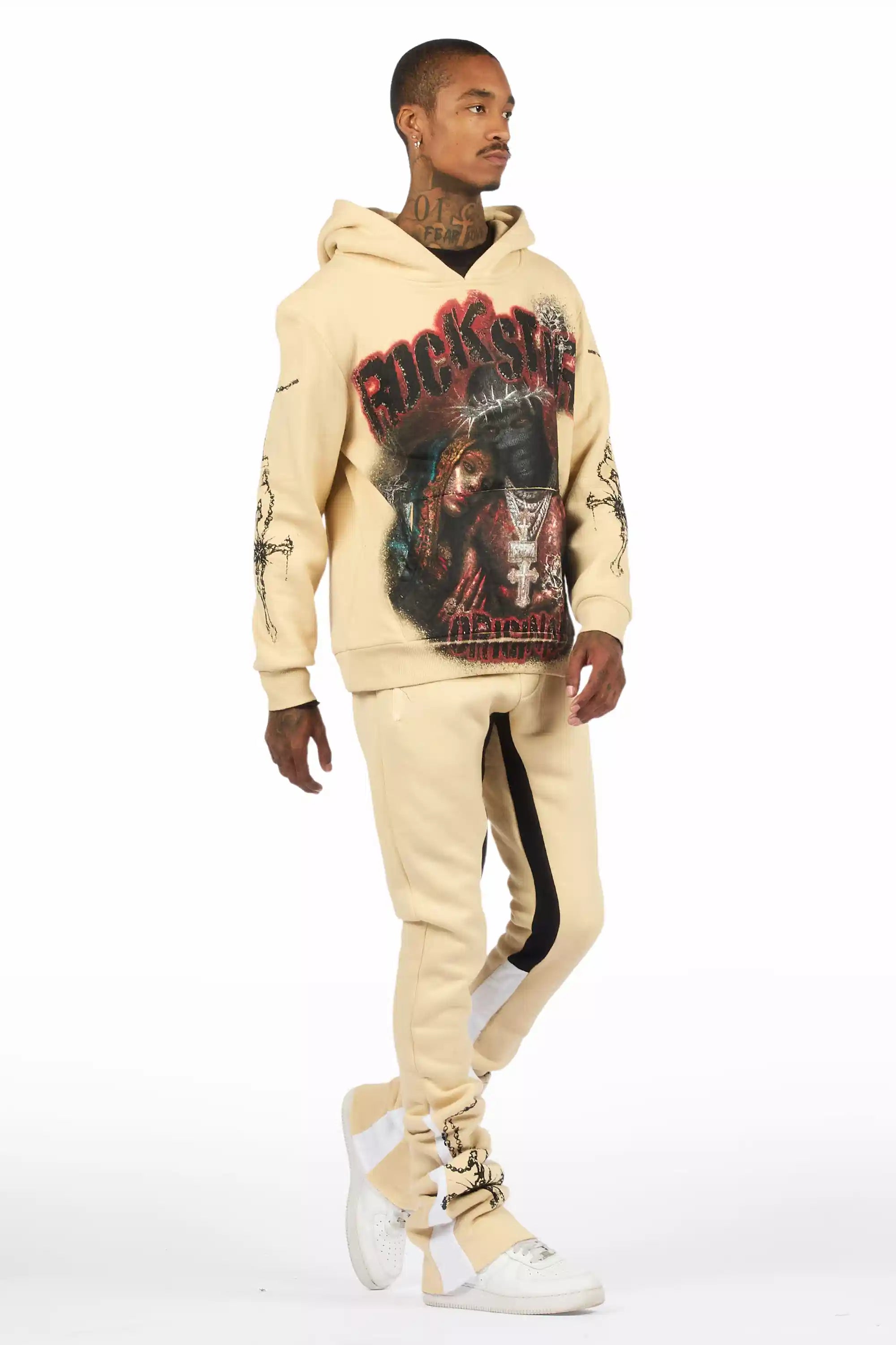 Vontae Beige/Black Hoodie/Super Stacked Track Set