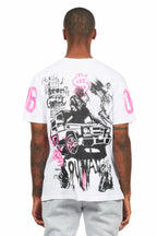 Grill White/Pink Graphic Oversized T-Shirt