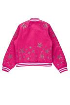 Girls Shanda Pink Crop Varsity Jacket