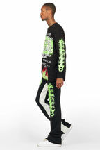 Beno Black Long Sleeve T-Shirt/Baggy Pant Set